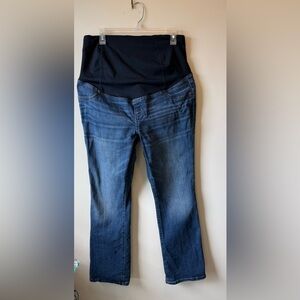 Classic Blue Women's Maternity Jeans with Stretch Panel